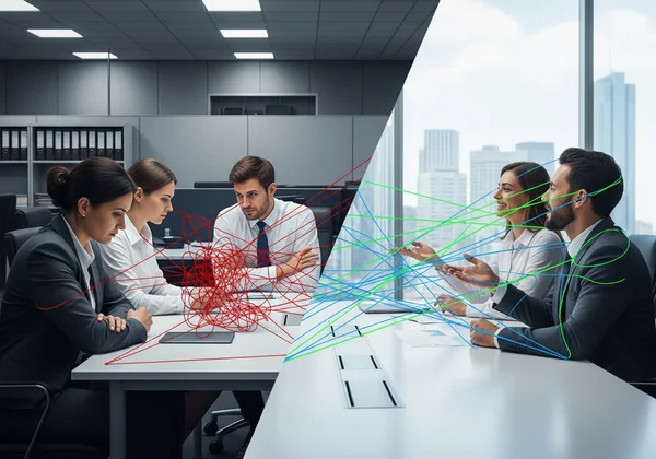 Struggling team vs. successful, collaborative, high-EQ team