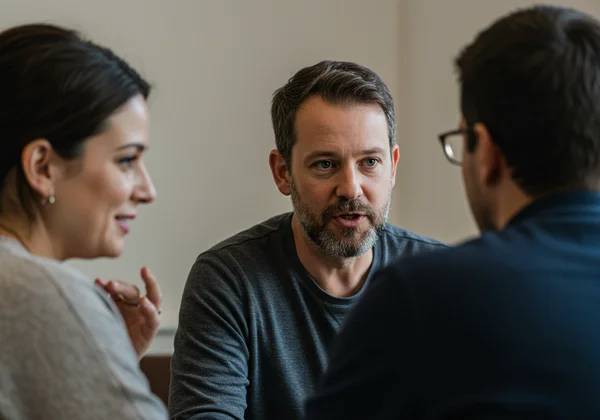 Two people actively listening to each other with empathy